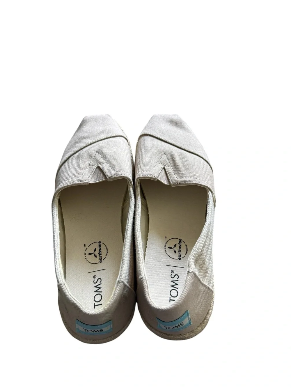 TOMS Alpargata Women's Espadrille Slip-On Shoes in Light Taupe Canvas, size 9